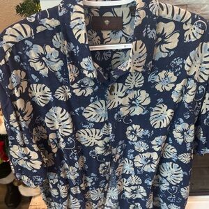 Toscano - Men’s Short Sleeve Blue Floral shirt
